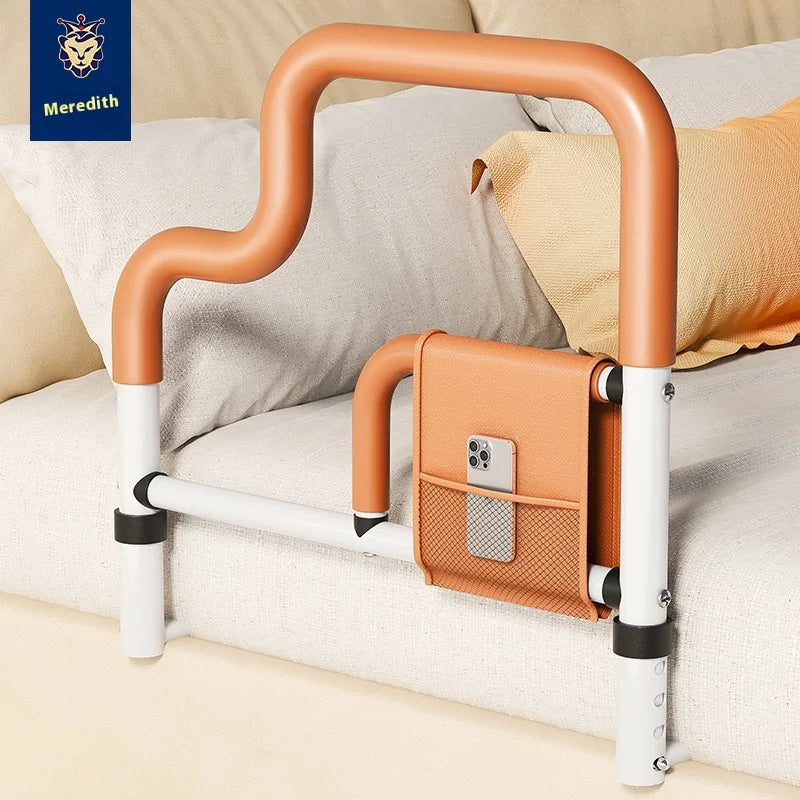 support lit canapé poignées compartiment téléphone orange moderne ergonomique tubes télescopiques anneaux fixations tissu
