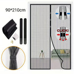 rideau porte magnétique anti insectes maille fine gris clair noir moderne clips adhésif fixe