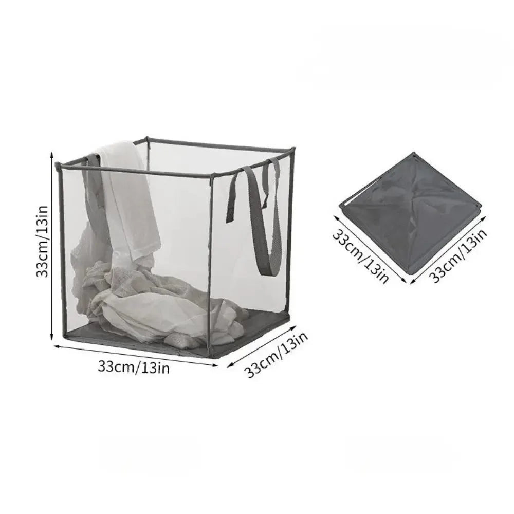 panier linge noir gris transparent maille polyestère pliable moderne poignées grande capacité