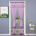 rideau porte décoration floral violet bleu rose blanc plissé brodé frangé translucide autoagrippant