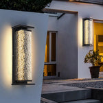 applique murale contemporaine led noire effet verre strié ip65 35cm 16cm 12cm