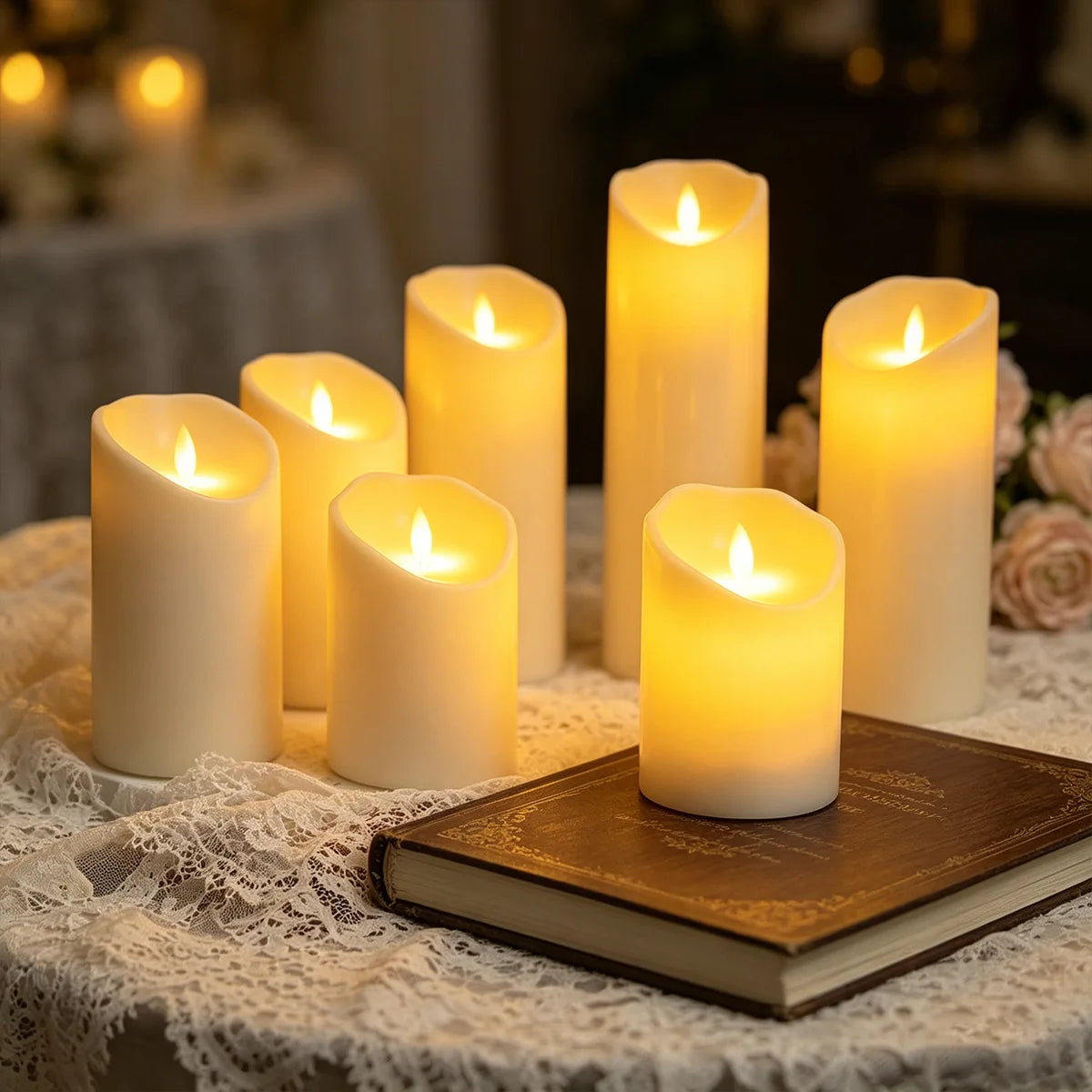 bougies led sans flamme rechargeables usb télécommande minuterie ambiancé blanc crème moderne
