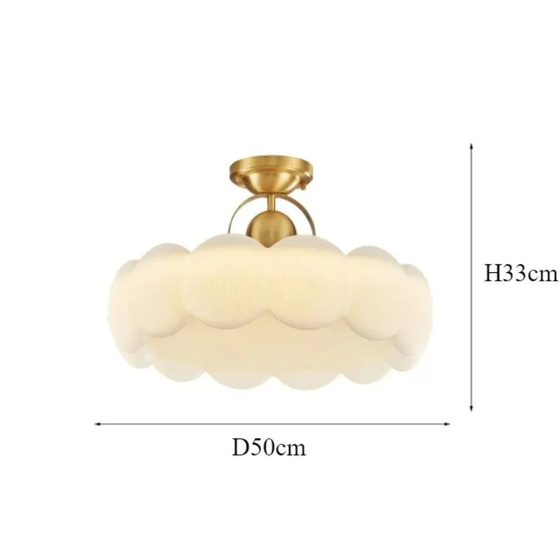lampe suspendue moderne blanche dorée texture ondulée intérieur chambre étude télécommande led