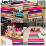 table runner mexicain festif multicolore franges decoration noel mariage rouge rose vert bleu jaune