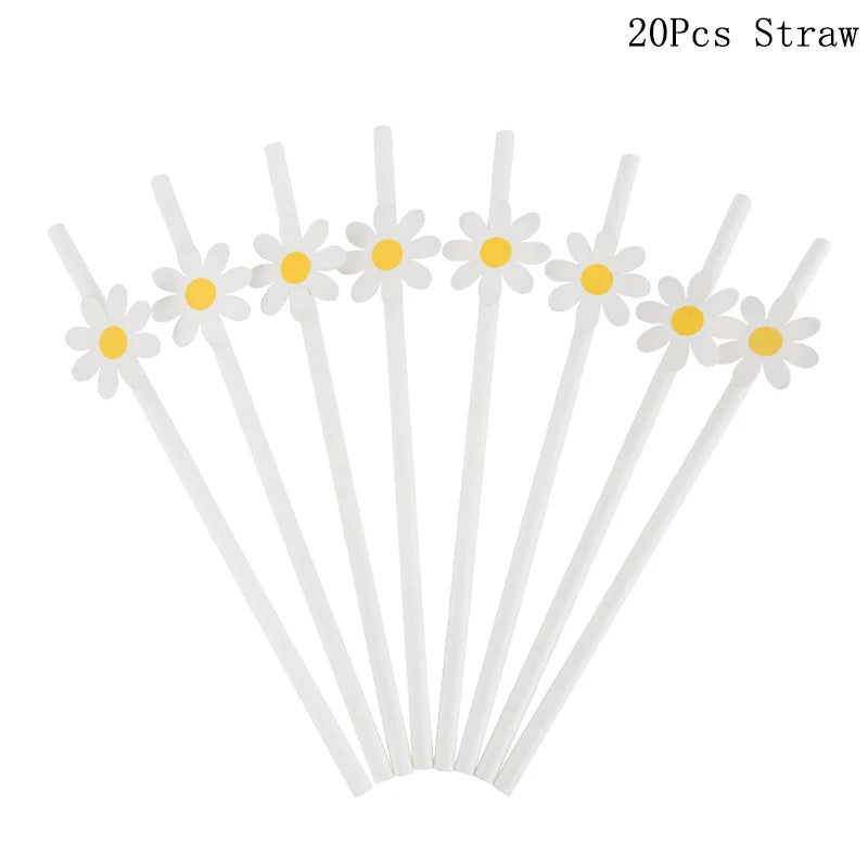 guirlande fleurs anniversaire mariage blanc jaune simple décoration minimaliste océillets inclusion ruban protection