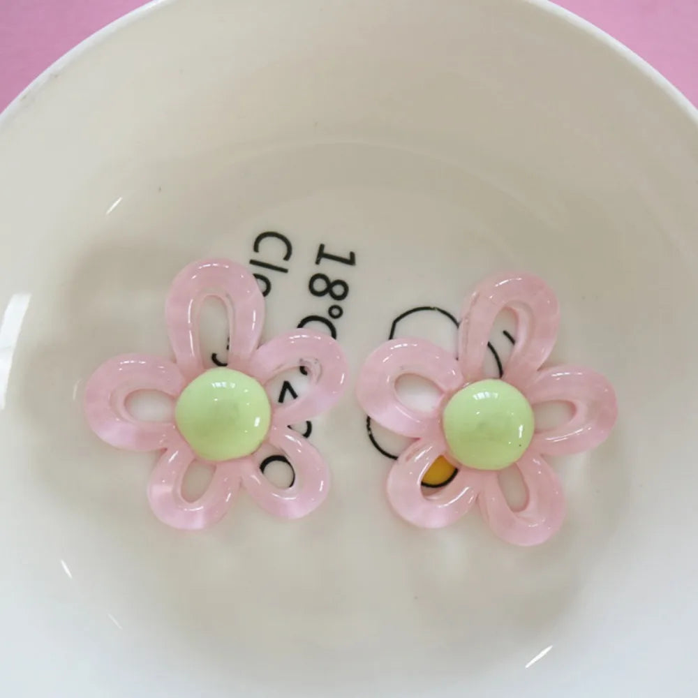 clips cheveux fleurs violet blanc orange vert jaune rose bleu kawaii