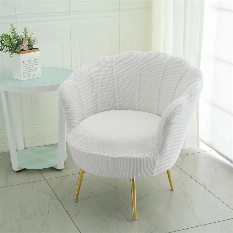 housse fauteuil blanc bleu rose gris beiges rayures horizontales moderne pieds dorés machine extensible