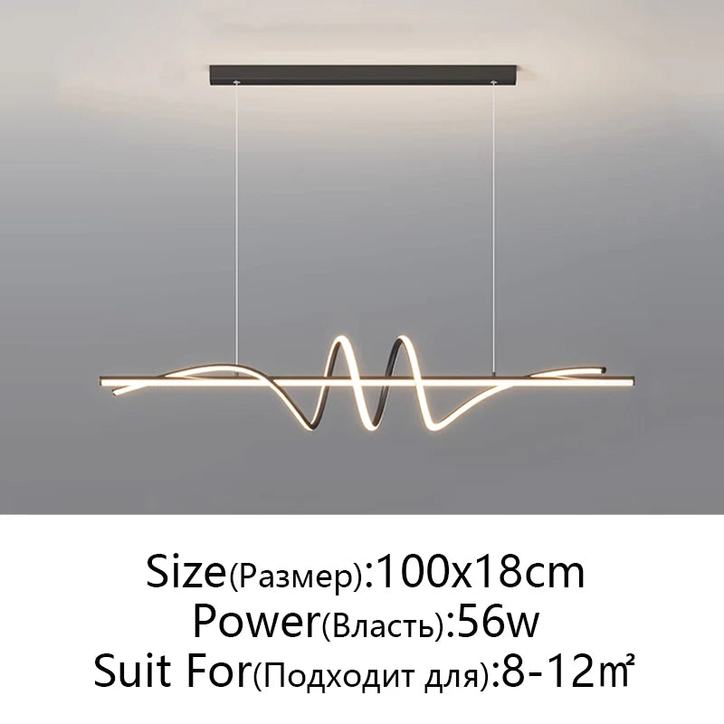 suspension lumineuse moderne ondulée led blanc doré noir fixe 2000 82000lm