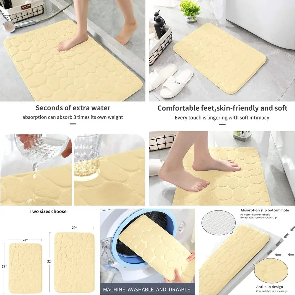 tapis bain antidérapant 3d relief galets moderne salle absorption rapide machine