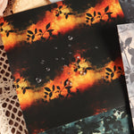 papier decoratif feuilles noires fond sombre feuilles blanches fond clair artisanal noir orange gris