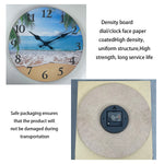 horloge murale bois paysage plage moderne aiguille quartz 24cm 29cm 34cm 39cm sóng ngắn