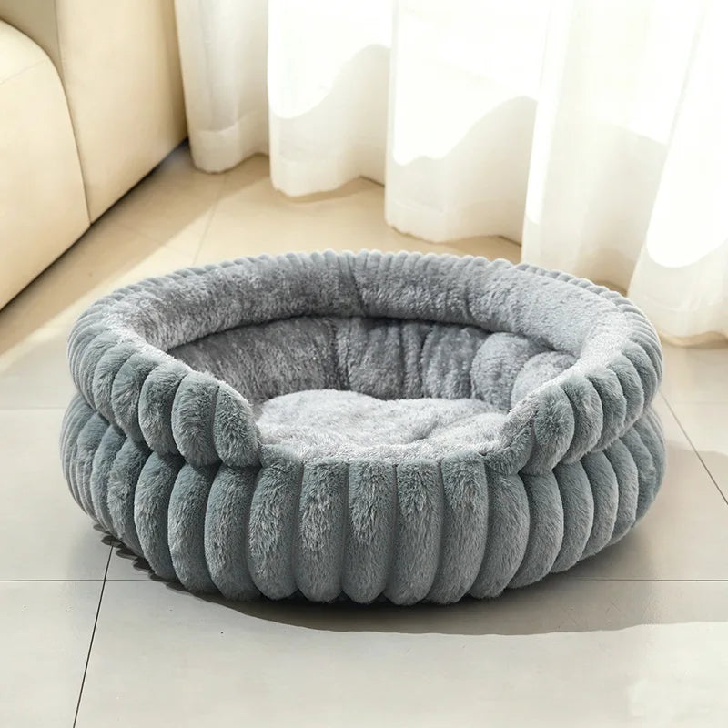 lit chien gris peluche moelleux moderne confortable coussin amovible douxintérieurDimensions40cm50cm60cm