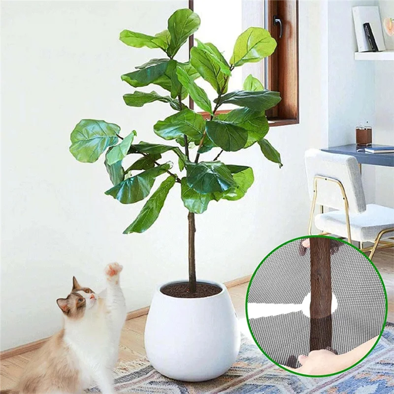 grille pot plante couverture protection sol prévention chat élastique fixe plante zz agrume ficus