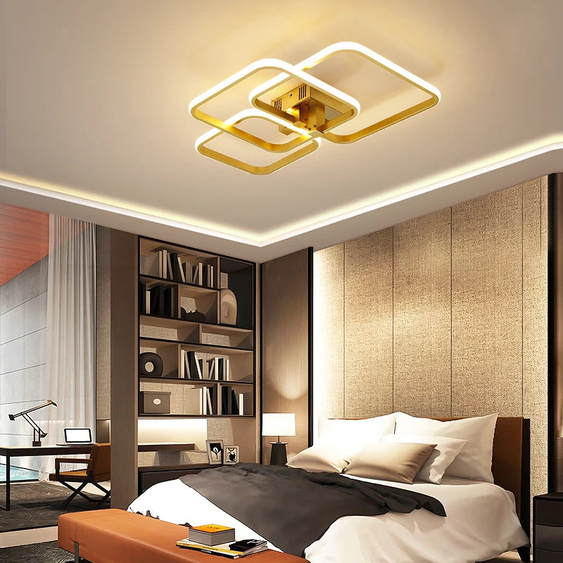 Lampe LED moderne or blanc géométrique simple télécommande app minimaliste 2000 82000 lumens