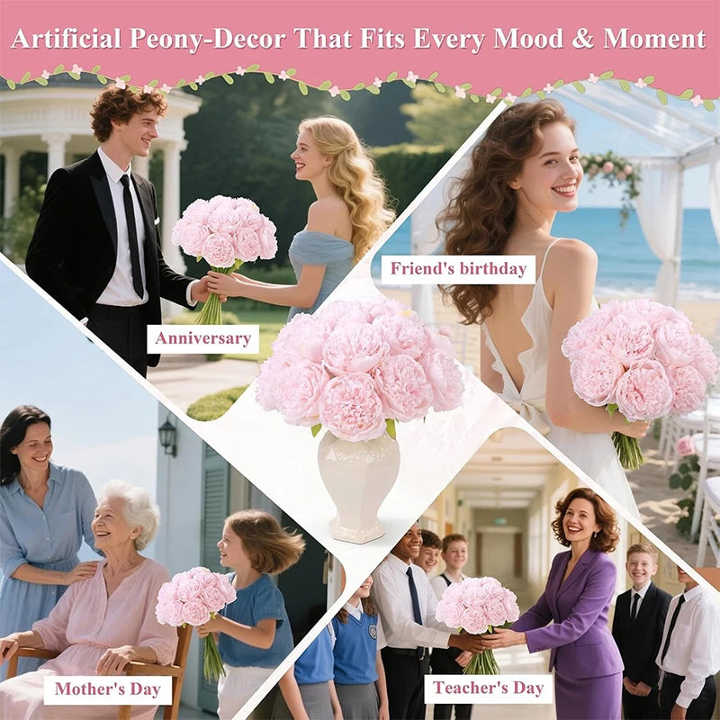 décoration maison mariage anniversaire pivoine artificielle rose clair 20cm tige feuilles vertesintérieur bricolage