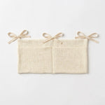 sac rangement lit bébé coton beige bleu rose simple rubans sécurité