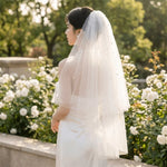 voile mariée blanc translucide classique comb métallique accessoire mariage photo femme