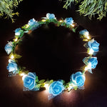 couronne fleurs lumineuse rose blanche violet occasion fête anniversaire mariage romantique festive