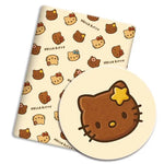 serviettes hello kitty motif coeurs nœuds papillon léopard rose beige marron noir blanc