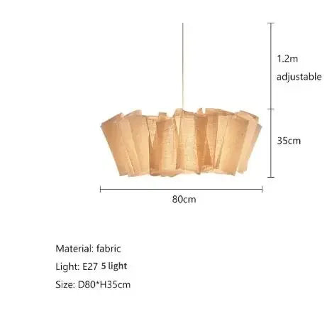 Lampe suspendue moderne tissu beige clair texture légèrement rugueuse salon chambre hall