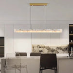 lampe suspendue moderne marbre blanc doré 120cm ajustable lumière led 2000lm
