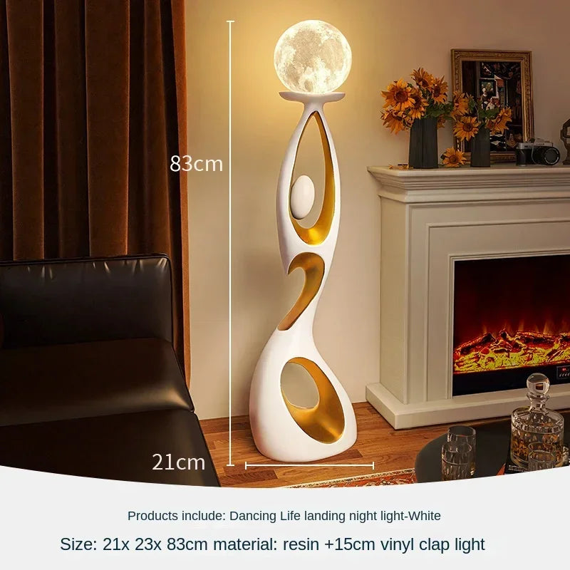 figurine sculpturale abstraite résine deco moderne intérieur lampe lune texture rugueuse artistique moderne
