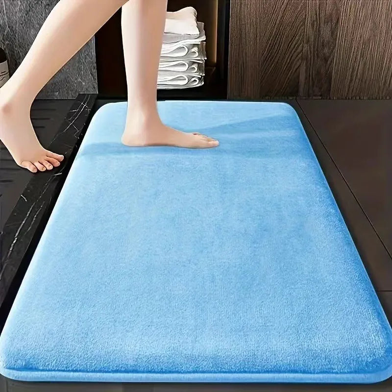 tapis sol salle bain gris rose velours antidérapant moderne mousse mémoire forme pvc adhésif