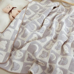 couverture bébé coton rose clair rubans blancs moderne enfantine portable voyage hiver automne
