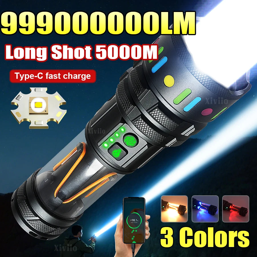 lampe torche laser 30w résistante camping hiking orange bleu moderne