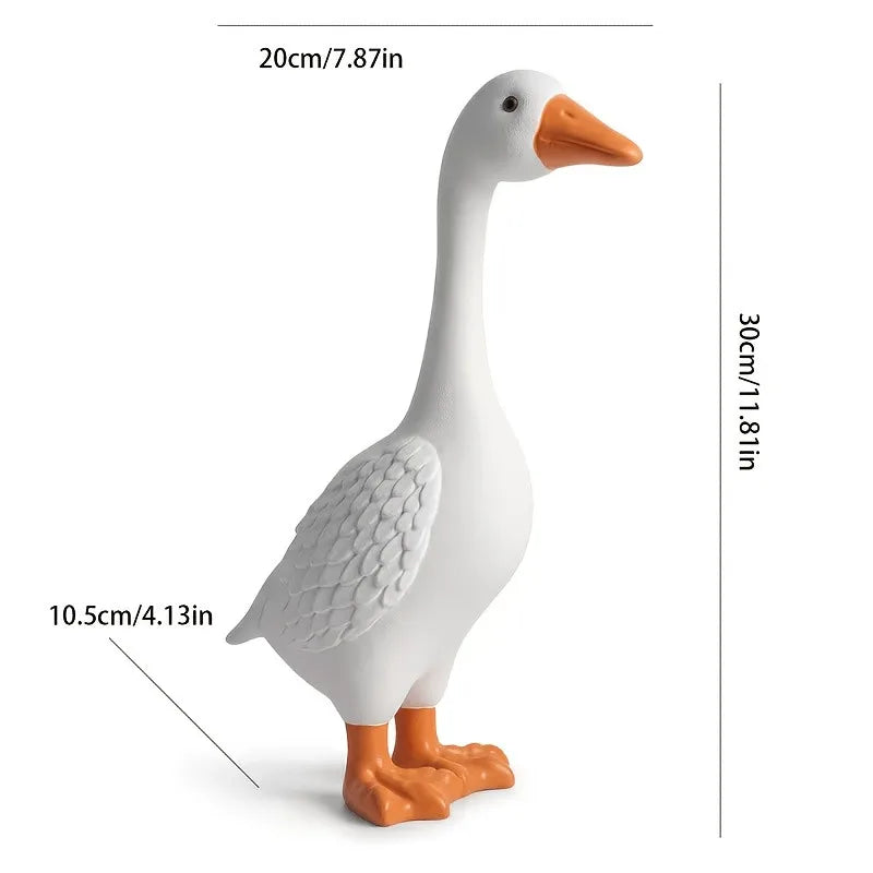 statue canard résine décorative extérieur intérieur blanc orange jardin moderne