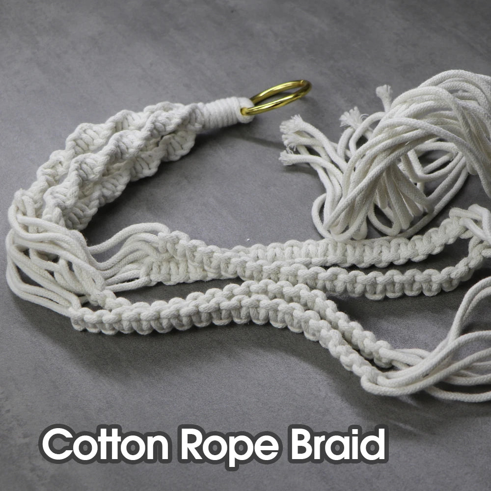 support plante suspendue macramé blanc fait main décoration jardin intérieur boho corde coton