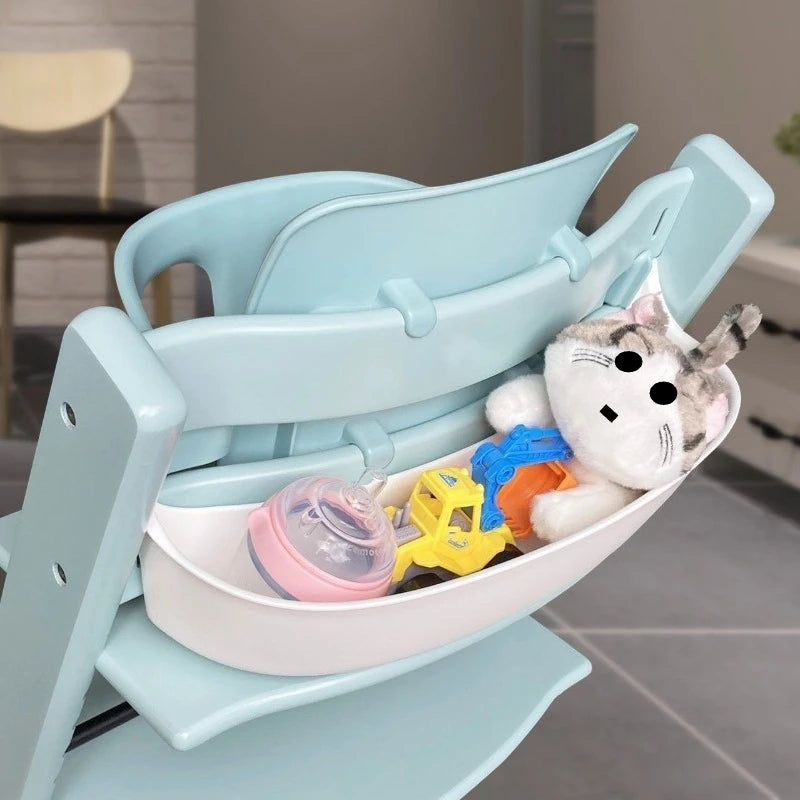 siège haute enfant portable rangement compartiments clips assise dossier moderne blanc noir bleu clair