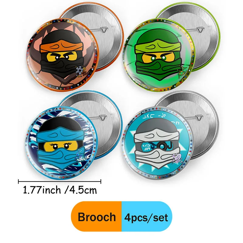 décoration anniversaire ninja multicolore bracelets assiettes verres festif enfants pack 20 assiettes 10 verres