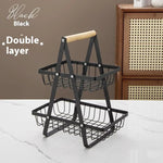 panier fruits métal noir pliable moderne rangement cuisine multifonctionnel organizer snack rack