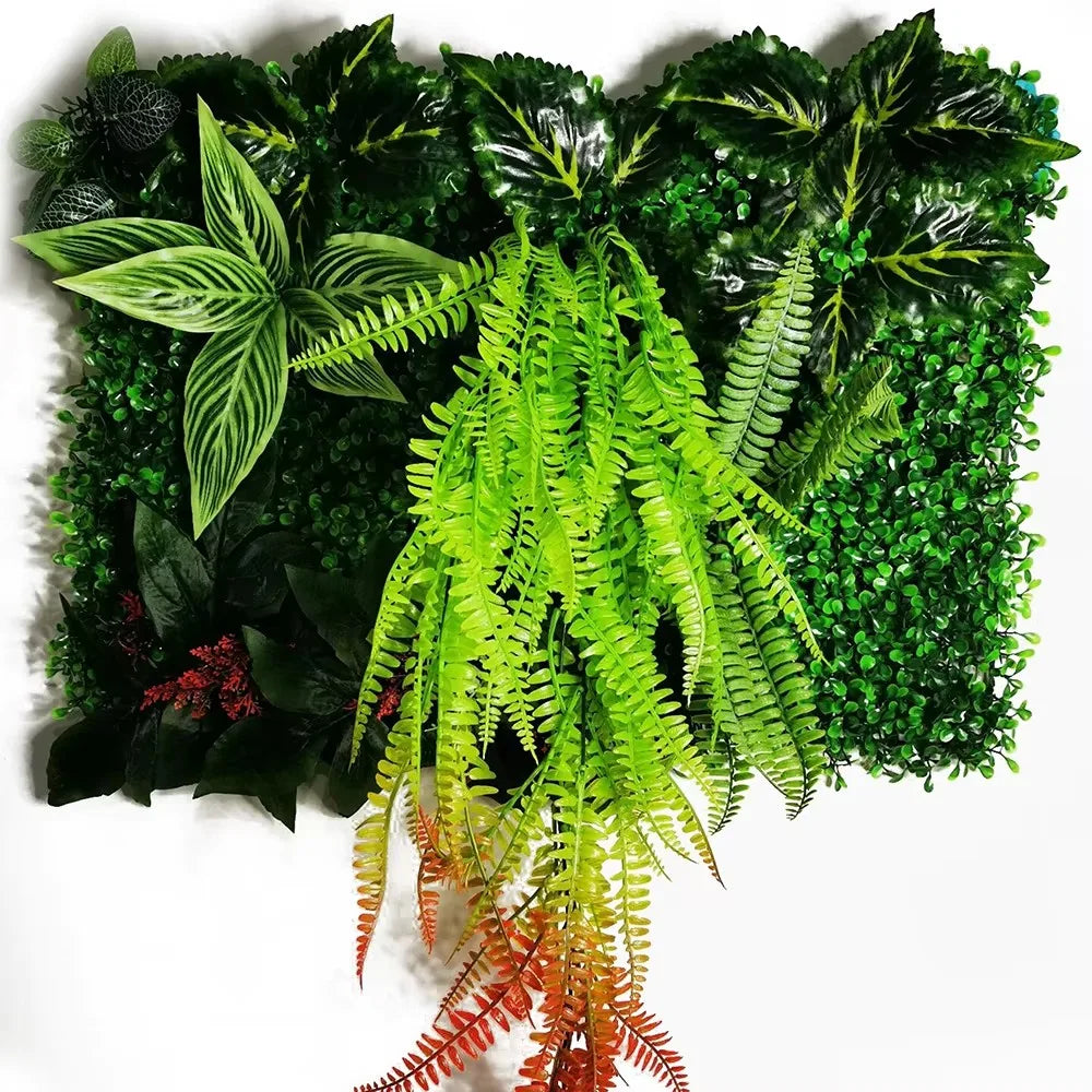 plante artificielle feuillage vert fleurs rouges décoration jardin extérieur naturel moderne fête maison