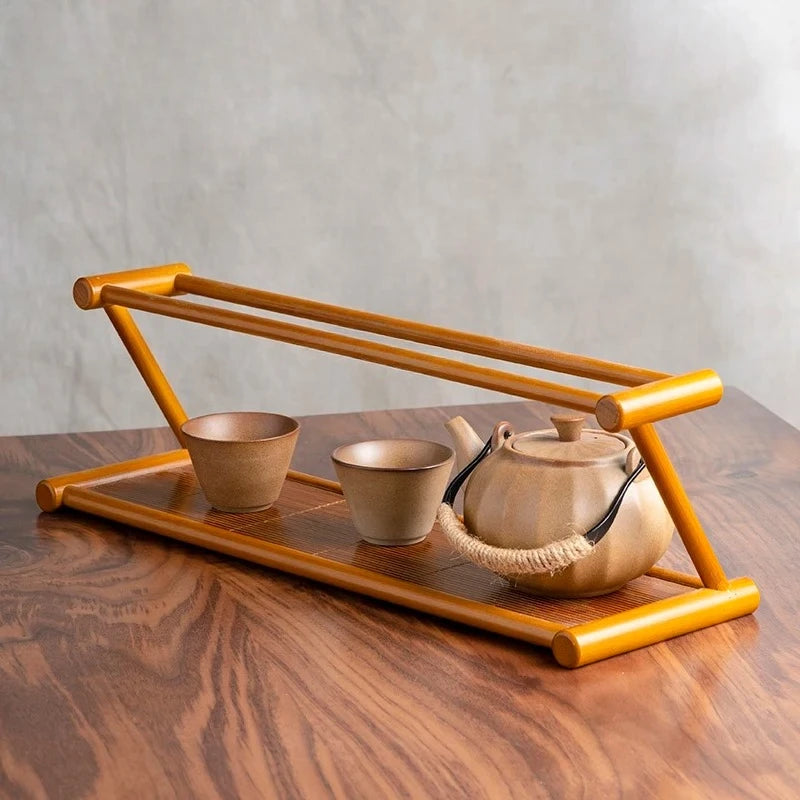 porte tasses théière plateau décoration asiatique tasses céramique théière cordon serrure bois texturé