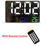horloge murale numérique moderne LED noir blanc température date alarme télécommande