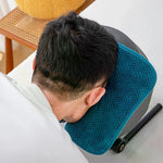 coussin soutien cervical bleu gris orange blanc tissu petits points confortable ergonomique