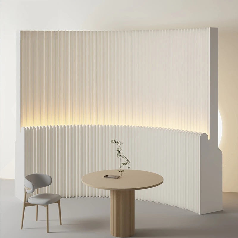 paravent papier blanc rayures verticales mobile pliable décoration intérieure moderne cloison d'intimité