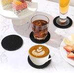 coasters silicone gris moderne antidérapants hexagonaux pack 12pcs tasses chaudes froides respectueux environnement