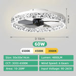 ventilateur led moderne noir blanc pales télécommande vitesses lumens 5000