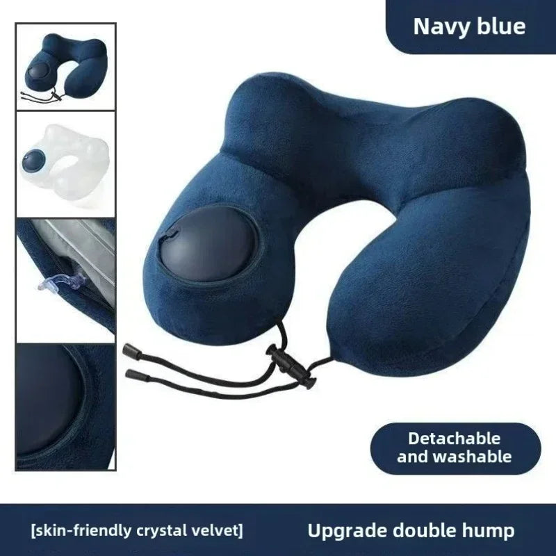 coussin voyage velours rose gris bleu marine confortable ergonomique cordon ajustable sac rangement