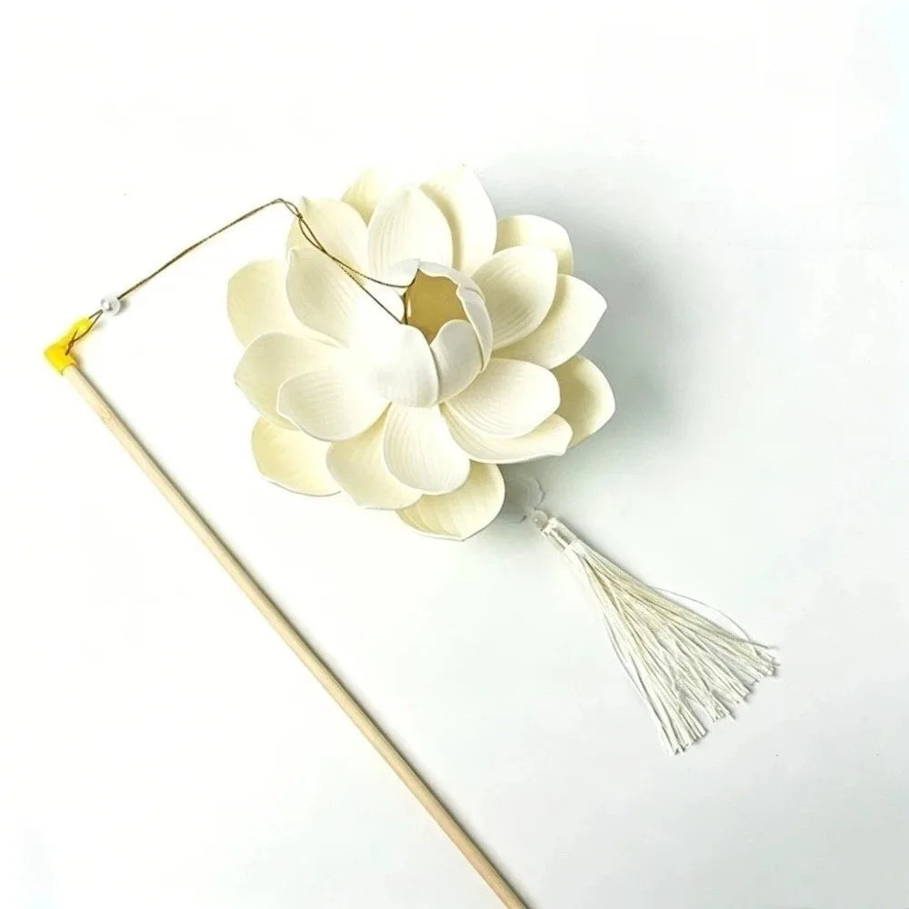 lanterne fleur lotus papier plissé motif floral tassel tringle portable anniversaire mariage