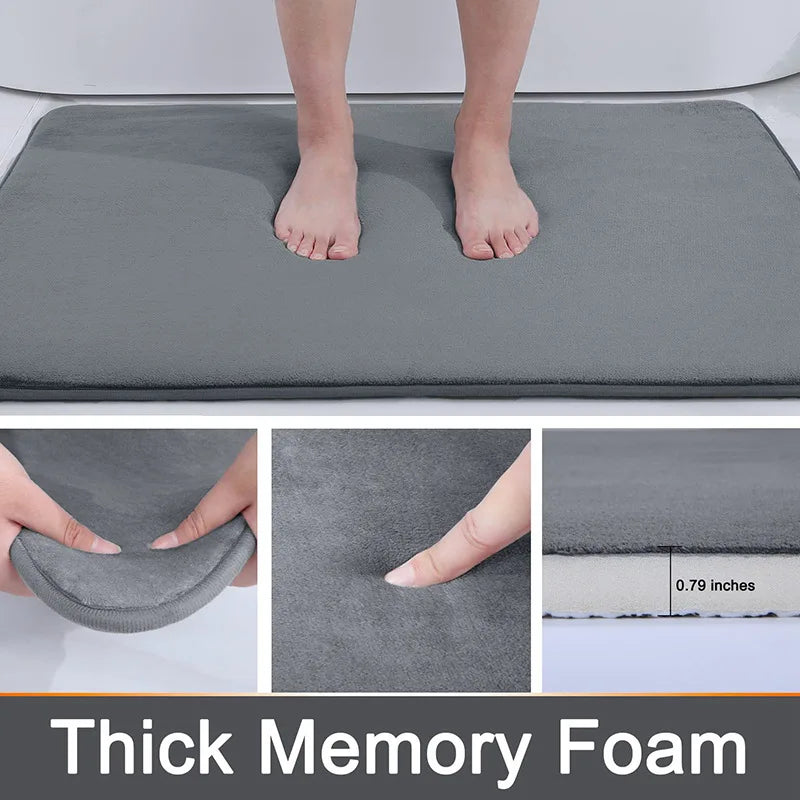 tapis bain mousse mémoire forme gris doux moderne salle bain absorbant épais lent rebond