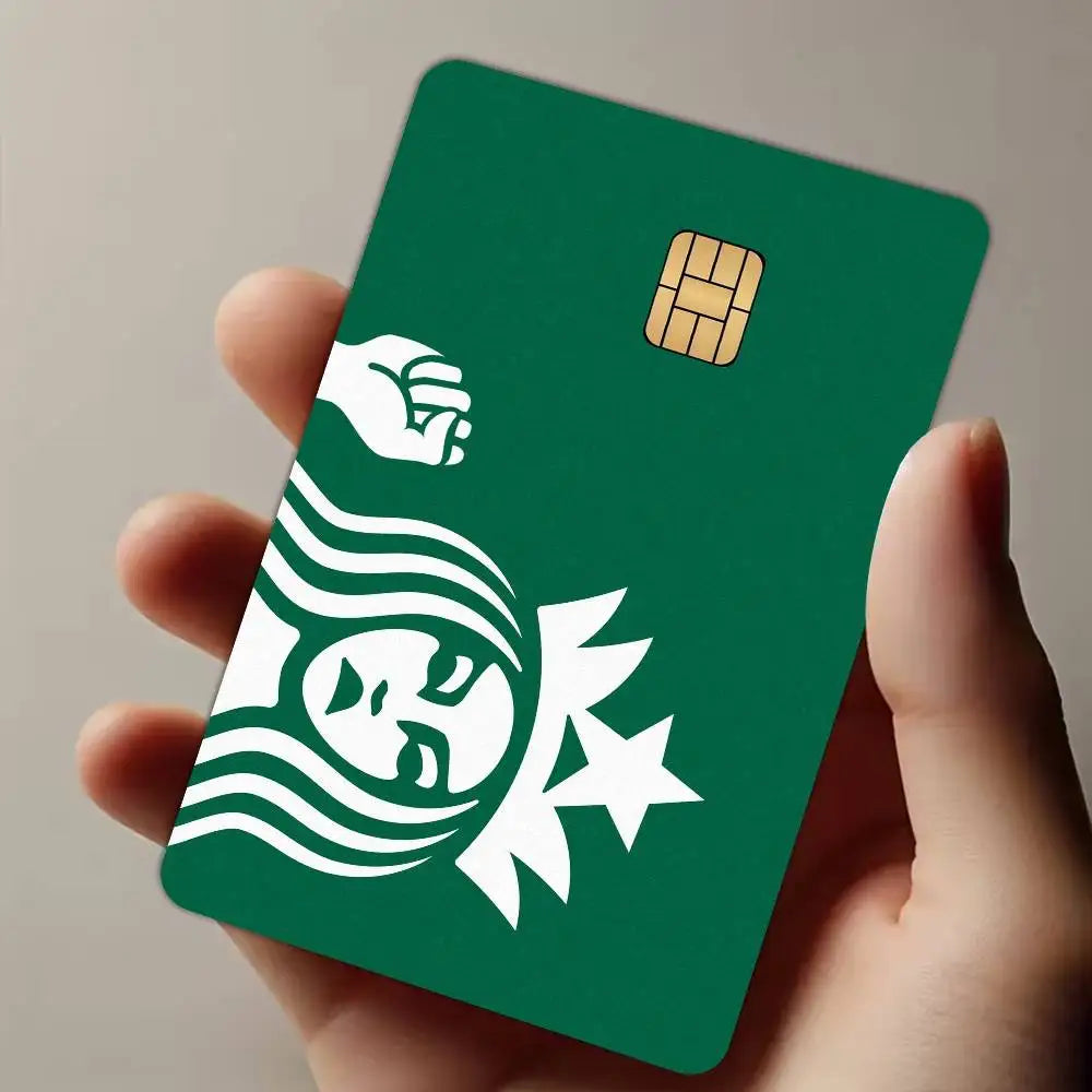 autocollant protection carte bancaire logo starbucks motif graphique moderne waterproof réutilisable