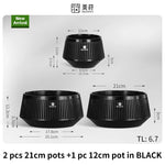 Pot bonsaï moderne saucer noir rayures verticales drainage 12cm 21cm