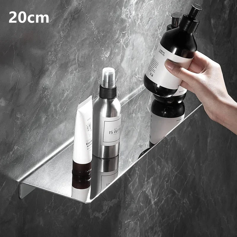 étagère murale acier inoxydable gris moderne étagère angle brillante cosmétiques