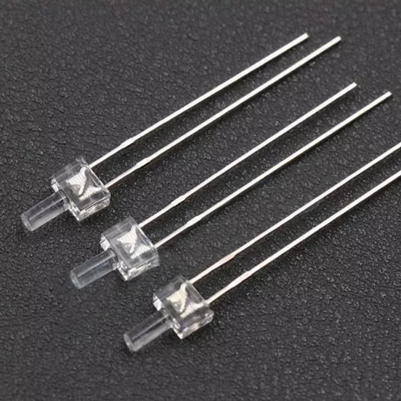 diodes led transparentes 2mm blanc rouge jaune bleu vert blanc chaud pack 100pcs