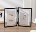 cadre photo or moderne triple charnières transparent texte cœur