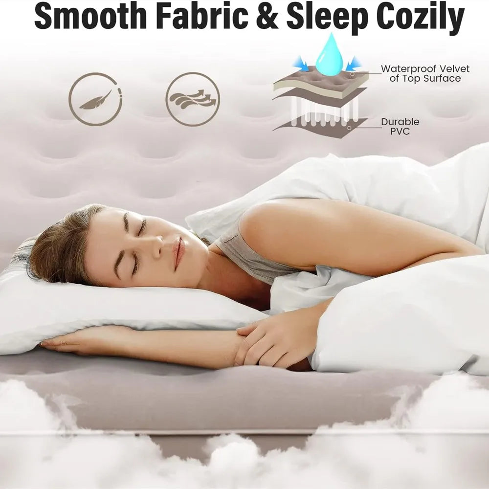 matelas gonflable air épais 13 pouces beige clair tapis sol moderne pompe électrique sac